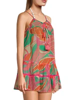 Kaliyah Palm-Print Cover-Up Mnidress