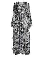 Austin Palm-Print Caftan Cover-Up Dress