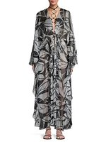 Austin Palm-Print Caftan Cover-Up Dress