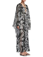 Austin Palm-Print Caftan Cover-Up Dress