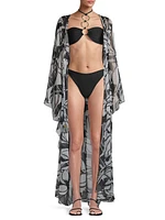 Austin Palm-Print Caftan Cover-Up Dress