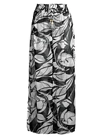 Haley Leaf-Print Wide-Leg Pants