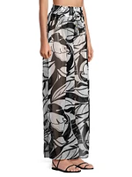 Haley Leaf-Print Wide-Leg Pants