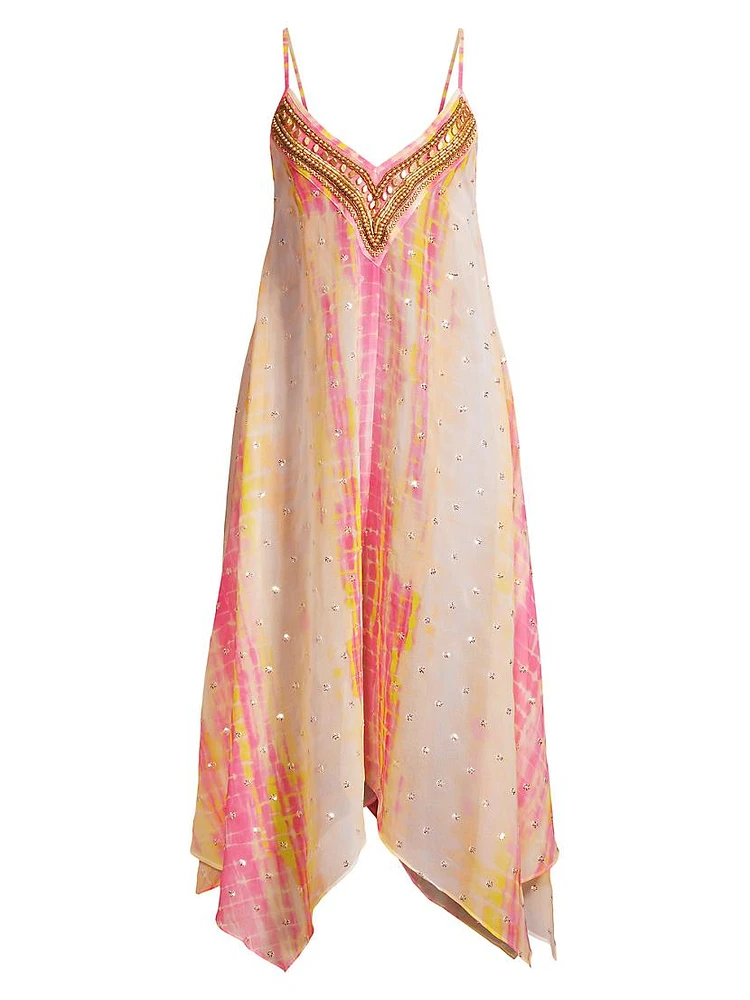 Kathryn Beaded Tie-Dyed Cover-Up Dress