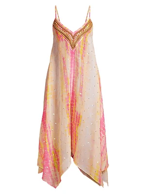 Kathryn Beaded Tie-Dyed Cover-Up Dress