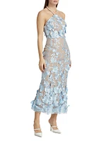 Jules Dress Floral Appliqué Midi-Dress