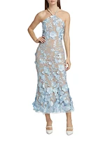 Jules Dress Floral Appliqué Midi-Dress