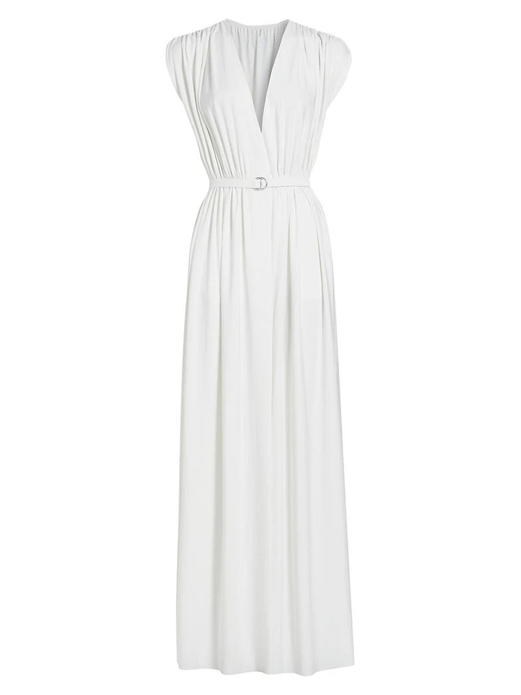 Athena Plunge Belted Gown