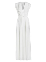 Athena Plunge Belted Gown