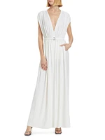 Athena Plunge Belted Gown