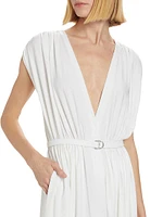 Athena Plunge Belted Gown