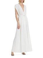 Athena Plunge Belted Gown