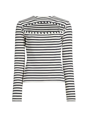 Striped Cotton Cut-Out Top