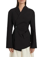 Backless Tie Single-Breasted Blazer