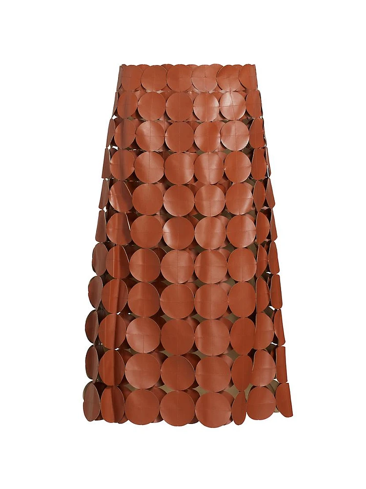 Vegan Leather Circle Midi-Skirt