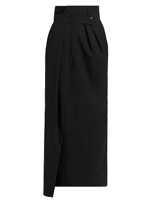 Wool Deconstructed Pant Maxi Skirt