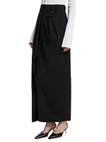 Wool Deconstructed Pant Maxi Skirt