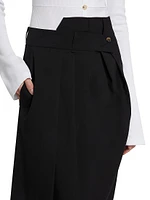 Wool Deconstructed Pant Maxi Skirt