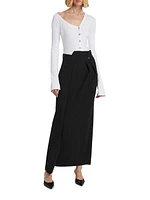 Wool Deconstructed Pant Maxi Skirt