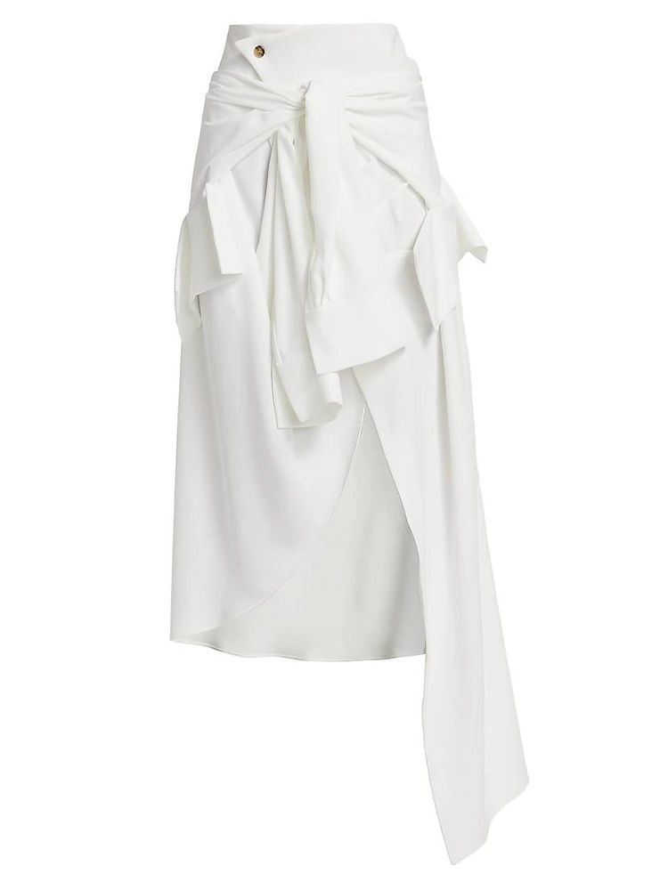 Deconstructed Shirt Draped Midi-Skirt