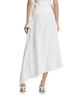 Deconstructed Shirt Draped Midi-Skirt