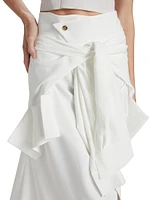 Deconstructed Shirt Draped Midi-Skirt