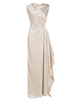 Half Moon Asymmetric Satin Gown