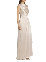 Half Moon Asymmetric Satin Gown