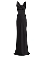 Satin Cowlneck Corset Gown