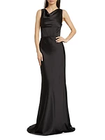 Satin Cowlneck Corset Gown