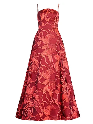 Floral Jacquard Sleeveless Gown