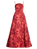 Floral Jacquard Sleeveless Gown