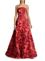 Floral Jacquard Sleeveless Gown