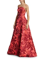 Floral Jacquard Sleeveless Gown