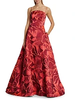 Floral Jacquard Sleeveless Gown