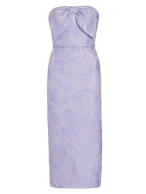 Metallic Jacquard Cocktail Midi-Dress