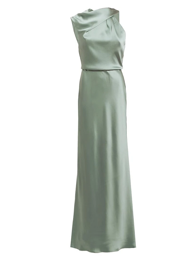 Asymmetric Satin Gown