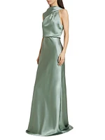 Asymmetric Satin Gown