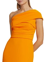 Asymmetric Crepe Cocktail Midi-Dress