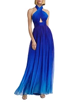 Ombre Chiffon Halter Gown