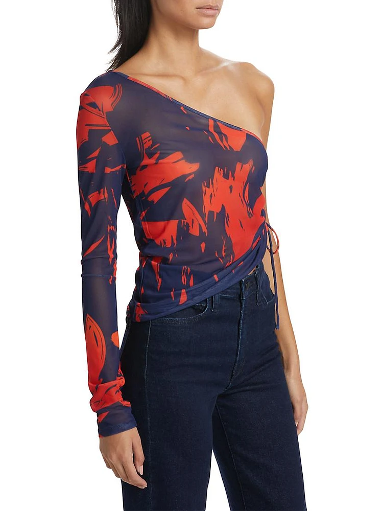 Sela One-Shoulder Mesh Top