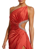 Jewel-Embellished Side Cut-Out Gown