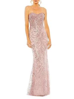 Embellished Strapless Gown