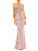 Embellished Strapless Gown