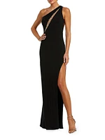 Embellished Cut-Out One-Shoulder Gown