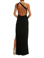 Embellished Cut-Out One-Shoulder Gown