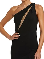 Embellished Cut-Out One-Shoulder Gown