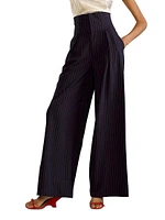 Pinstripe Corset Wide-Leg Pants