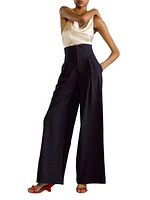 Pinstripe Corset Wide-Leg Pants