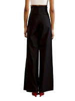 Wool Corset Wide-Leg Pants